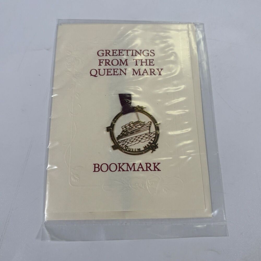 Vintage Queen Mary Bookmark Souvenir Long Beach CA Ocean Liner Collectible NOS
